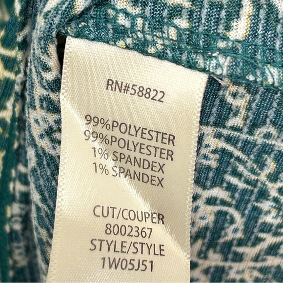 Max Studio Shift Dress Flutter Sleeves Teal Green White Vine Floral Print NWOT - Picture 6 of 7